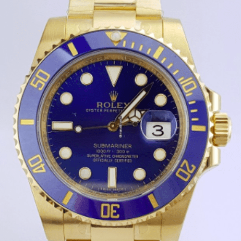 Rolex Submariner Date 18K Yellow Gold Black Dial Bezel 116618N