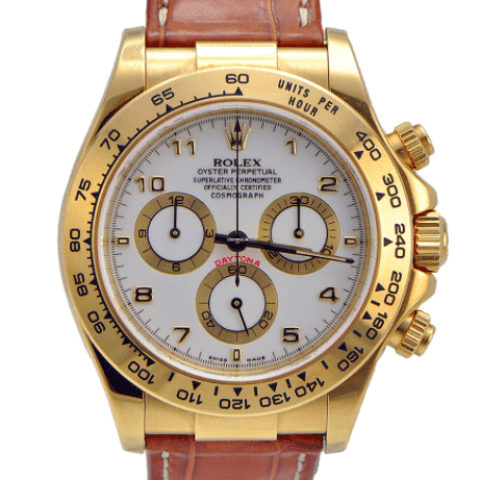 Rolex daytona white clearance gold leather strap