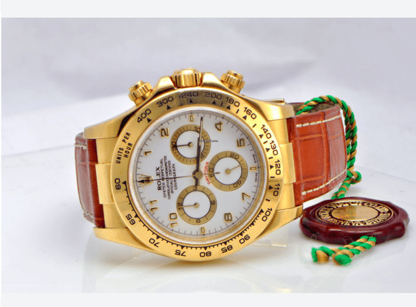 Rolex daytona gold leather strap hot sale