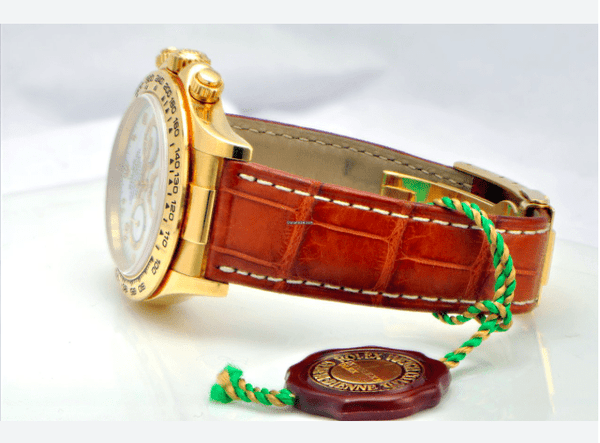 Rolex Daytona Yellow Gold on Leather Strap White Dial