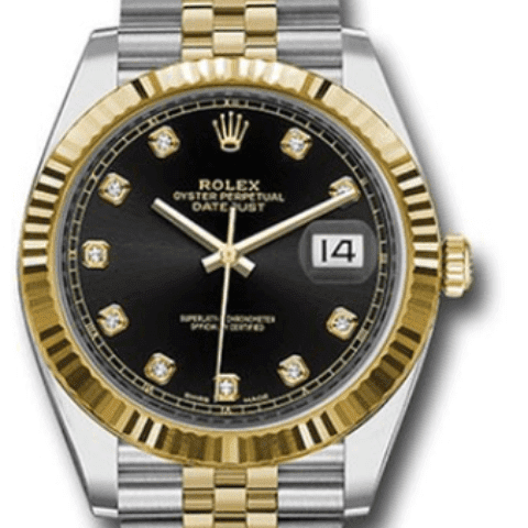 Rolex Datejust 41 18K Yg/ Steel Black Dial Mens Oyster BraceletWatch 126333
