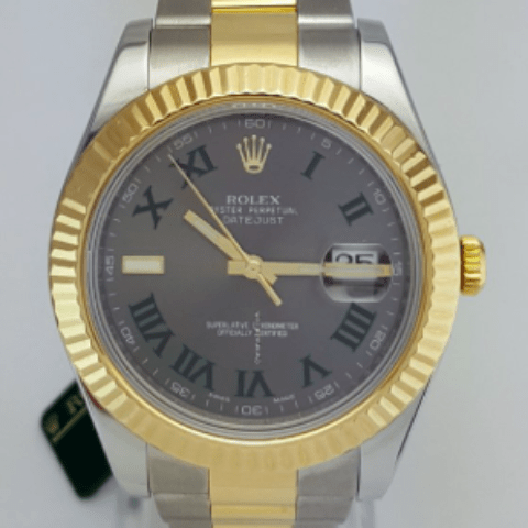 Rolex Datejust II 116333 Steel & Gold Grey Green Dial
