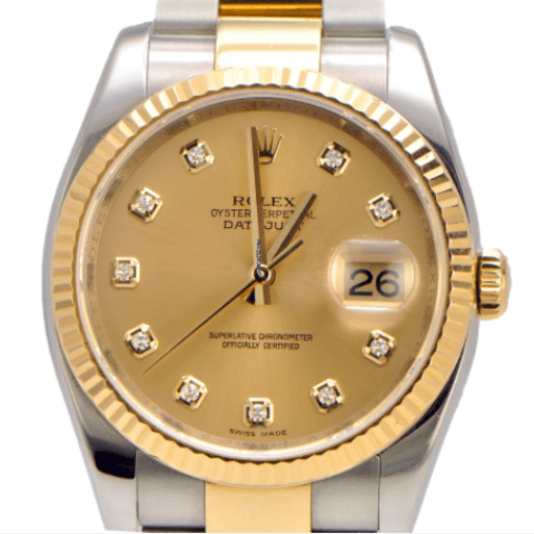 Stationær undskylde forene Rolex Datejust Two Toned Diamond Champagne Dial and Oyster B – SEA Wave  Diamonds