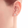 Marquise Diamond Stud Earrings Flower Style