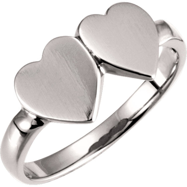 Double Heart Two Initial Signet Ring – SEA Wave Diamonds