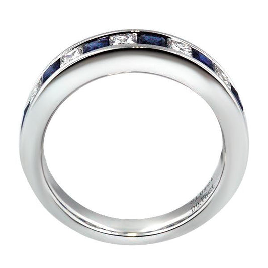 "DBAND01526" Diamond And Sapphire Princess Cut Band DBAND01526