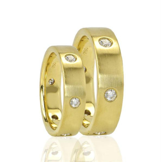 "WEDB01598" 18K Yellow Gold His & Hers Diamond Wedding Band
