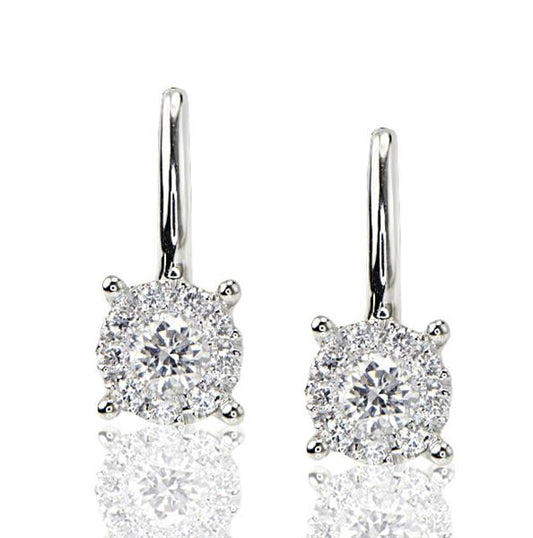 "EARR01118" Round Pave/Prong Set Diamond Earrings