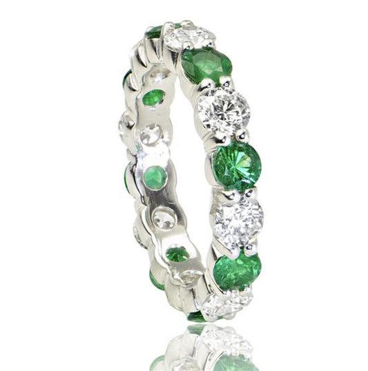 3.36 Total Carat Green Emerald and Diamond Ladies Ring