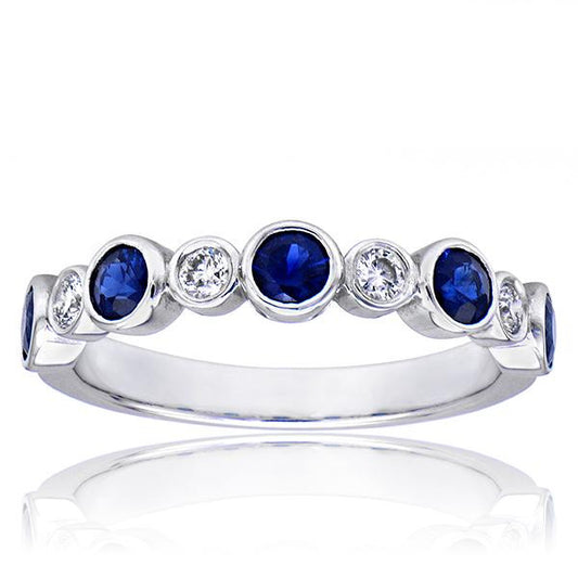 "DBAND01507" Blue Sapphire And Diamond Band