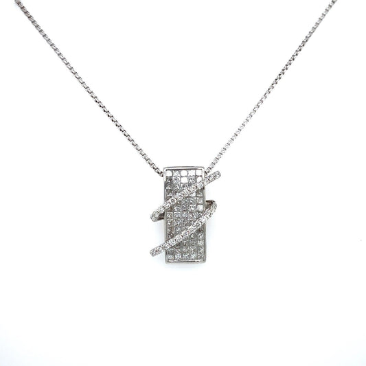 2.20 Carat Square Diamond and 18K White Gold Pendant on 16" Chain