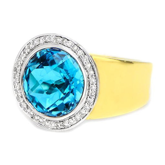 "LADRG01299" Cocktail Ring With Blue Topaz In Yellow Gold