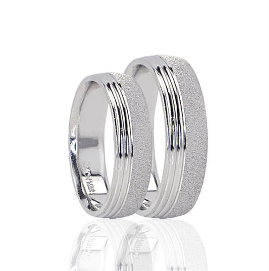 His & Hers Diamond Cut Matte Wedding Bands