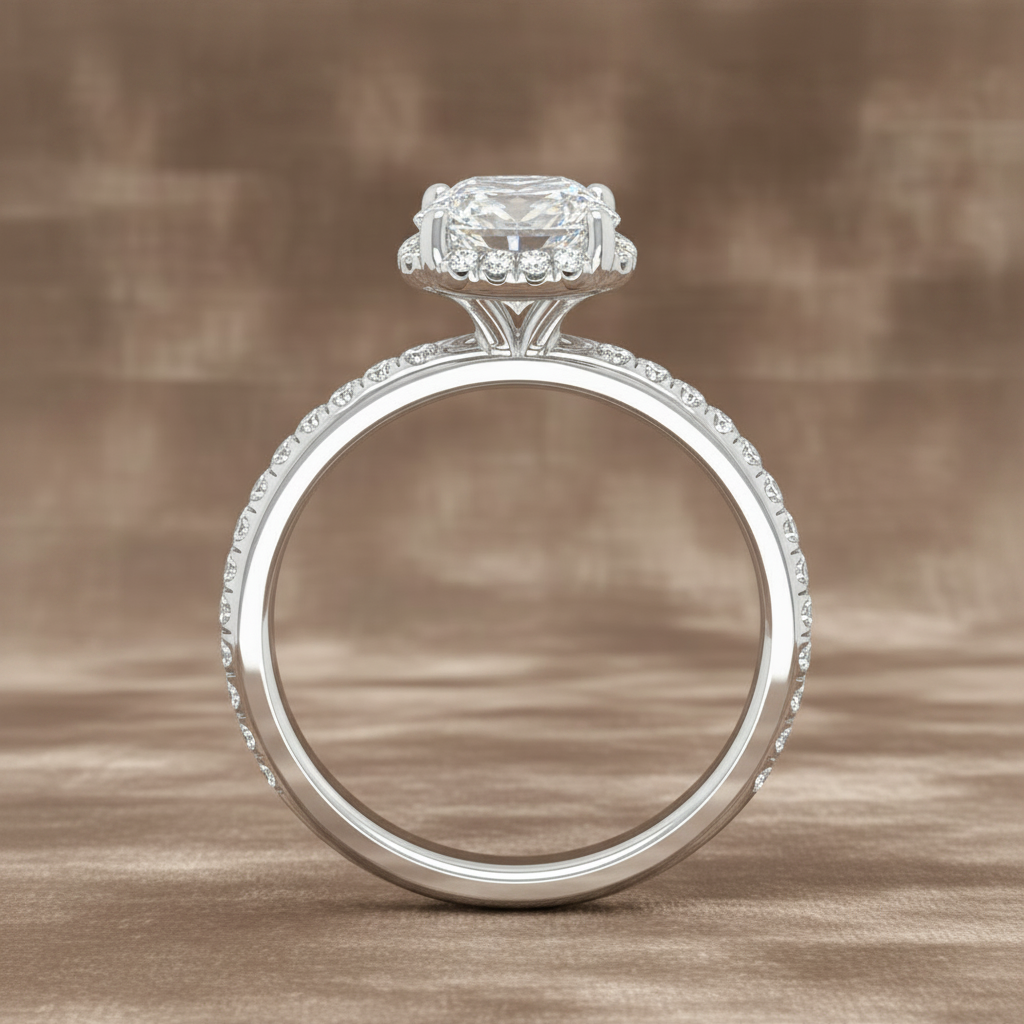 "ENGR03442" 1.52 Carat GIA Round Diamond Halo Engagement Ring in Platinum
