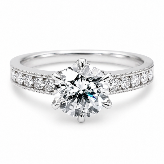 "ENGR02359" Round Cut Six Prong Diamond Engagement Ring