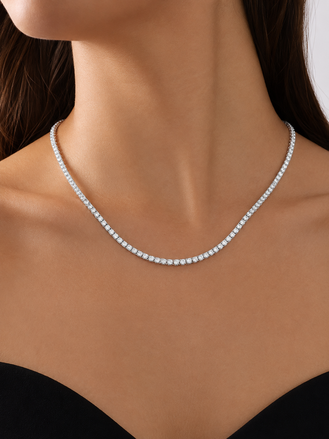 Lab Grown Diamond Tennis Necklace NECK1118 ~ 10.00 carats 14K White Gold