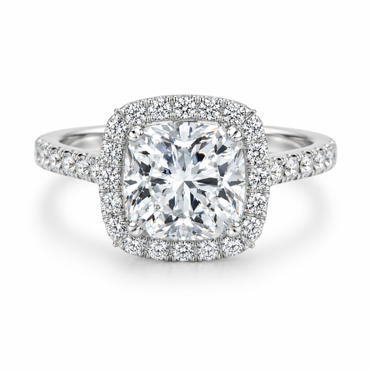 "ENGR03244" Platinum Cushion Cut Engagement Ring
