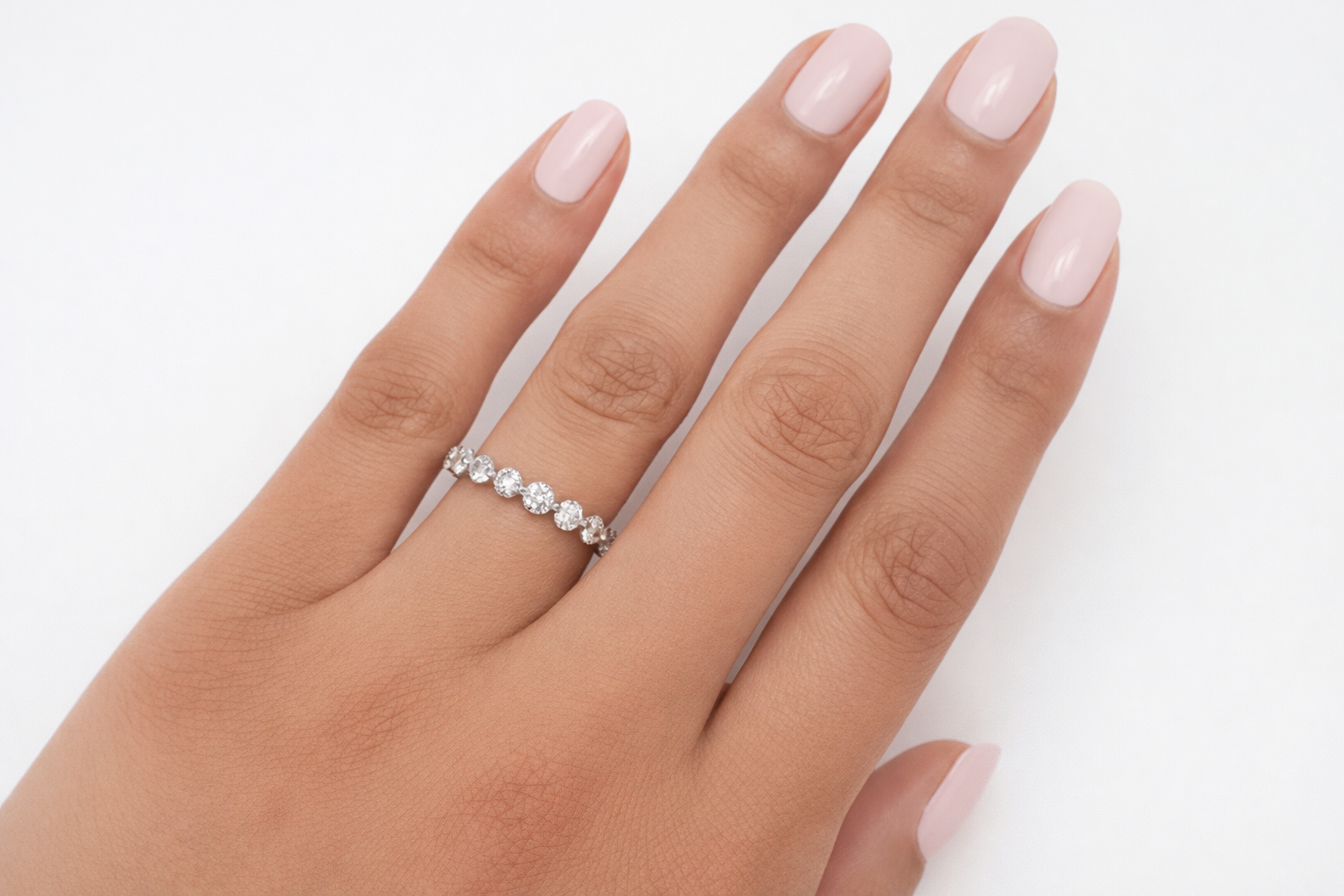1.90 Carat Shared Prong Diamond Eternity Band in 14K White Gold