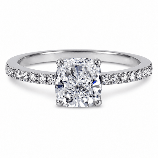"ENGR02869" Cushion Cut Solitaire Diamond Engagement Ring
