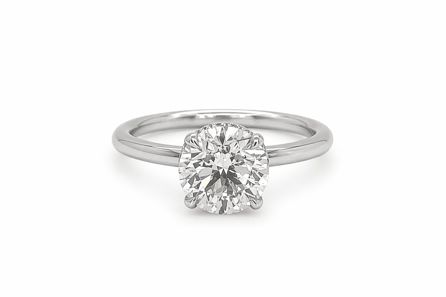 2.11 Total Radiant Cut Diamond Engagement Ring with Hidden Halo and Micro-Pave in Platinum, E VS2