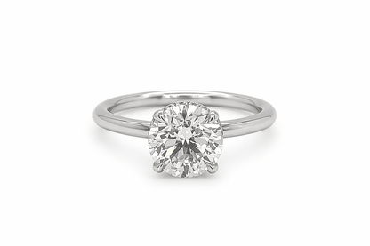 2.11 Total Radiant Cut Diamond Engagement Ring with Hidden Halo and Micro-Pave in Platinum, E VS2