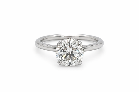 2.11 Total Radiant Cut Diamond Engagement Ring with Hidden Halo and Micro-Pave in Platinum, E VS2