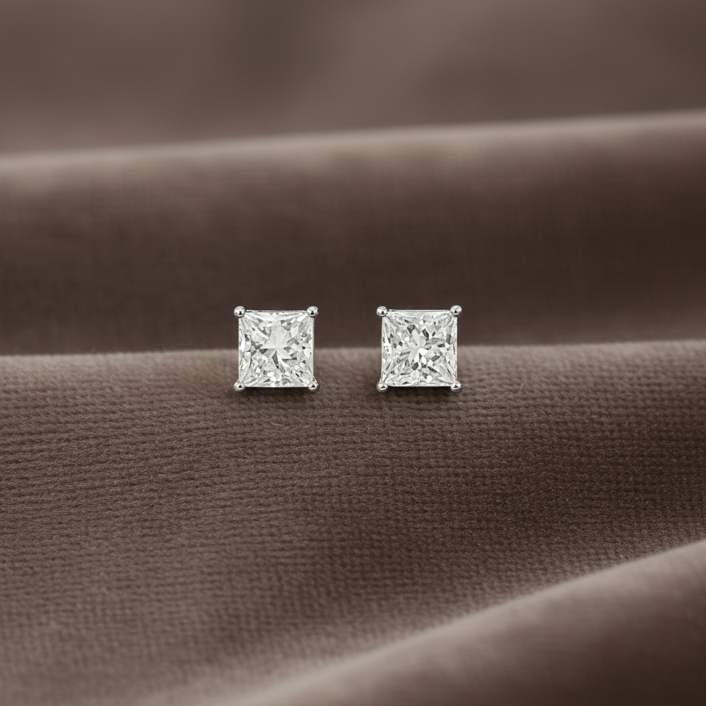 Lab Grown Diamond Studs ~ EARR10324 Princess Cut 1.50 carats