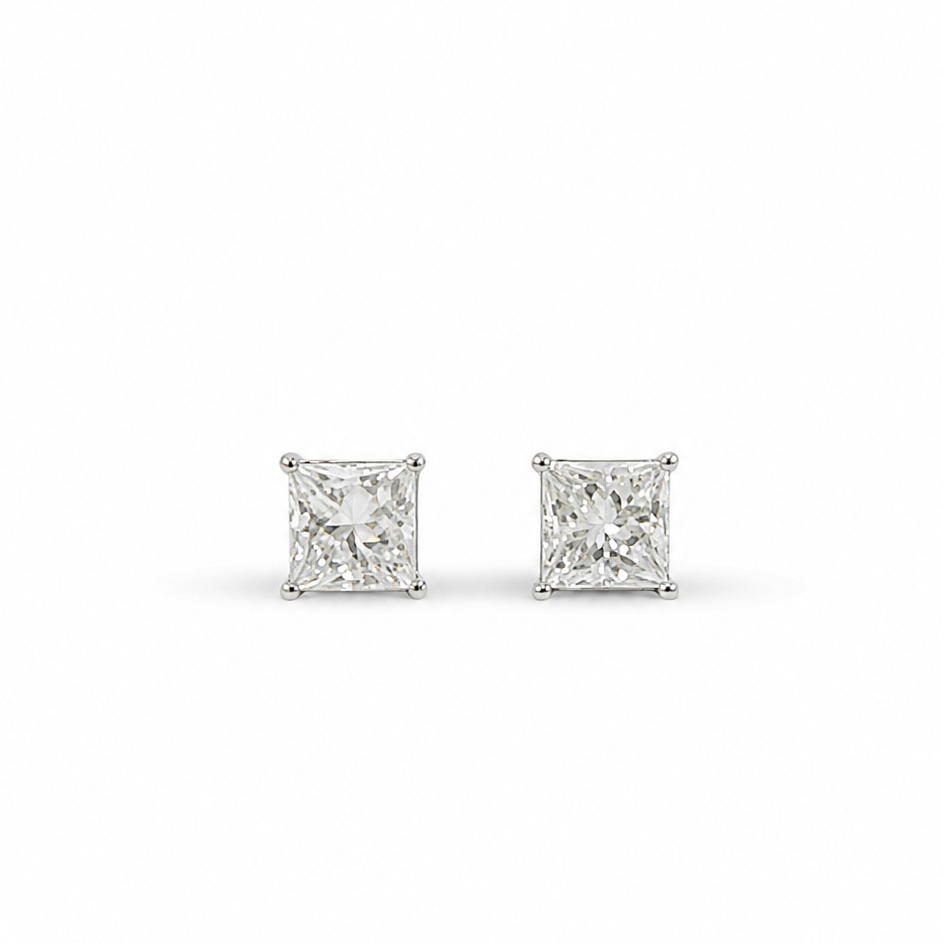 Lab Grown Diamond Studs ~ EARR10324 Princess Cut 1.50 carats