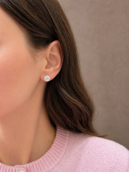 Lab Grown Diamond Studs EARR10308~ 14k White Gold 3.96 carats