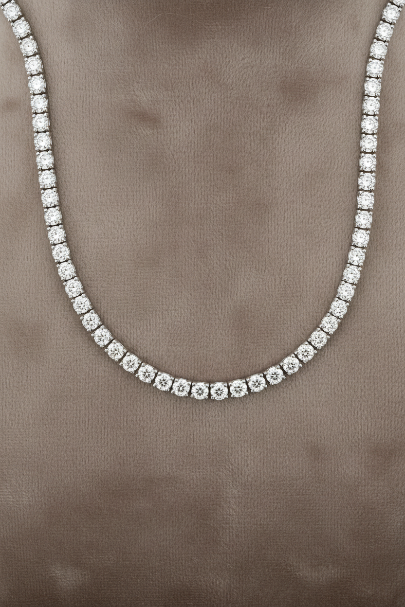Lab Grown Diamond Tennis Necklace NECK1118 ~ 10.00 carats 14K White Gold