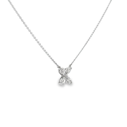 0.65 Carat Flower Shape Diamond Pendant Necklace in 18K White Gold | SEA Wave Diamonds