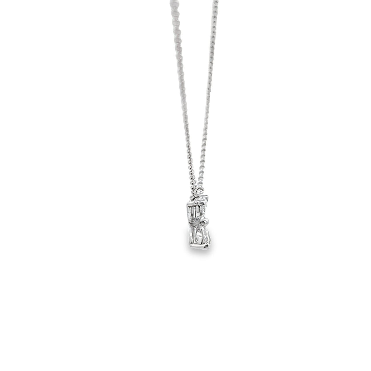 0.65 Carat Flower Shape Diamond Pendant Necklace in 18K White Gold | SEA Wave Diamonds
