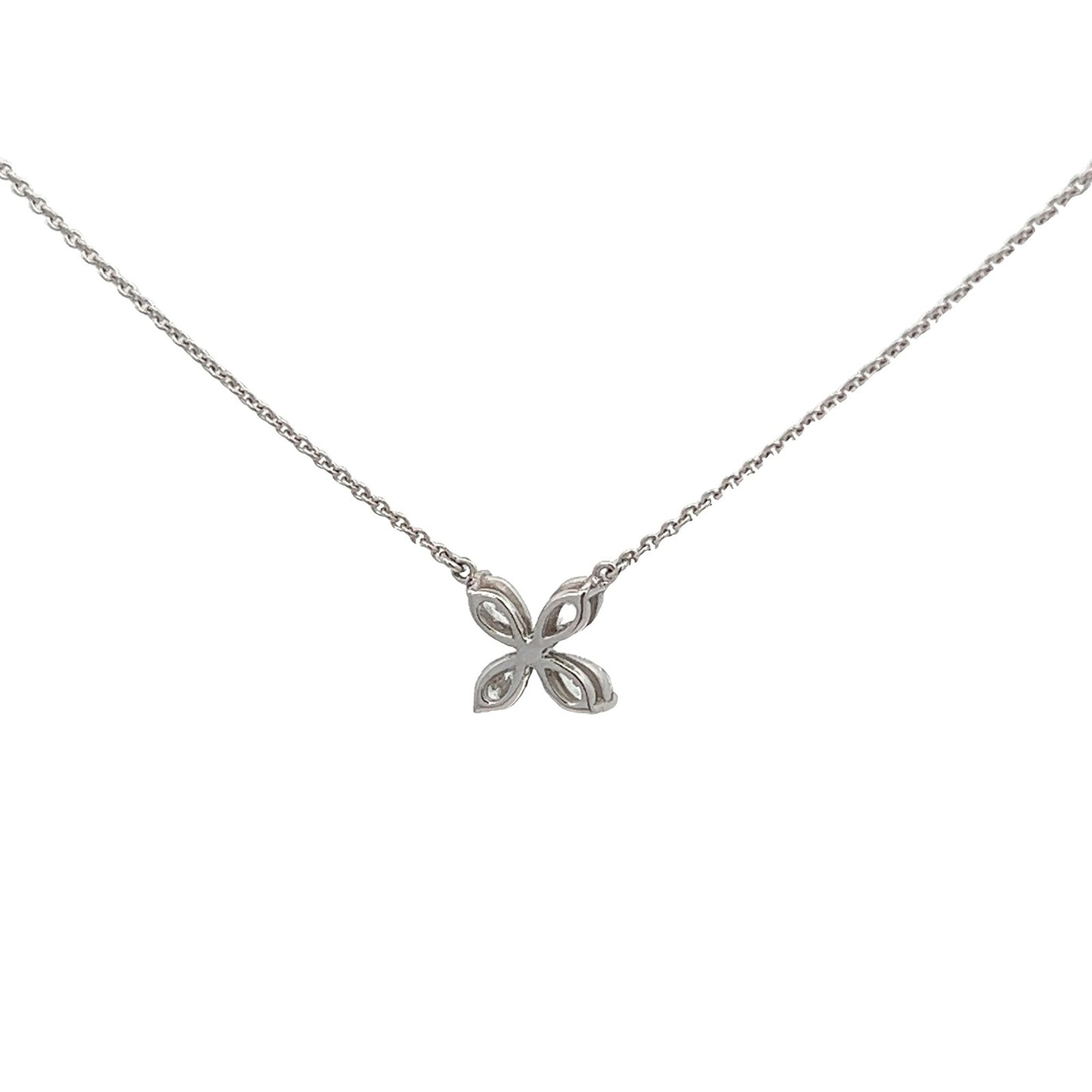 0.65 Carat Flower Shape Diamond Pendant Necklace in 18K White Gold | SEA Wave Diamonds