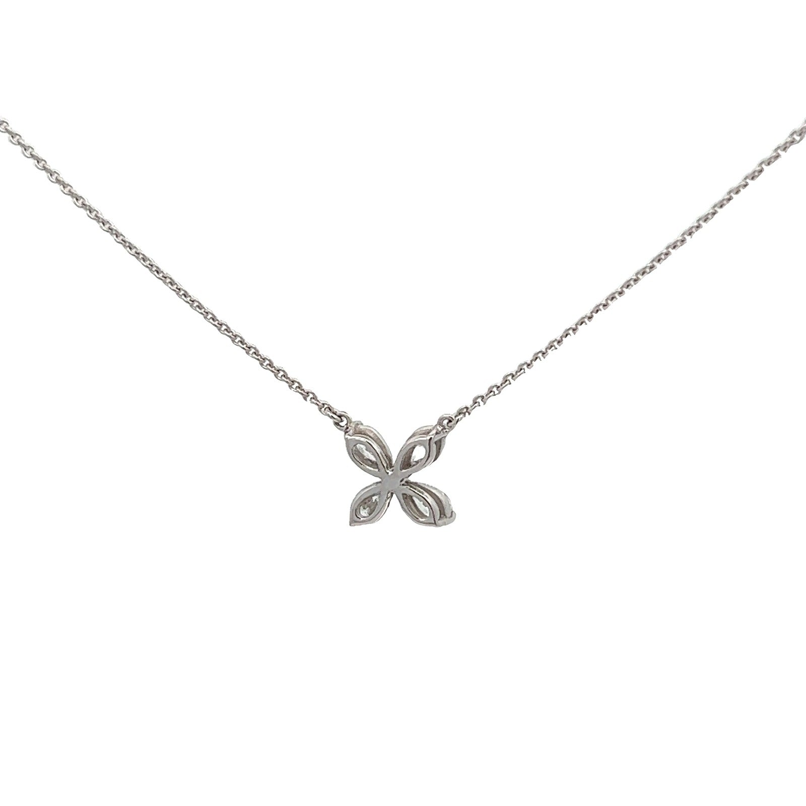 0.65 Carat Flower Shape Diamond Pendant Necklace in 18K White Gold | SEA Wave Diamonds