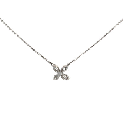 0.65 Carat Flower Shape Diamond Pendant Necklace in 18K White Gold | SEA Wave Diamonds