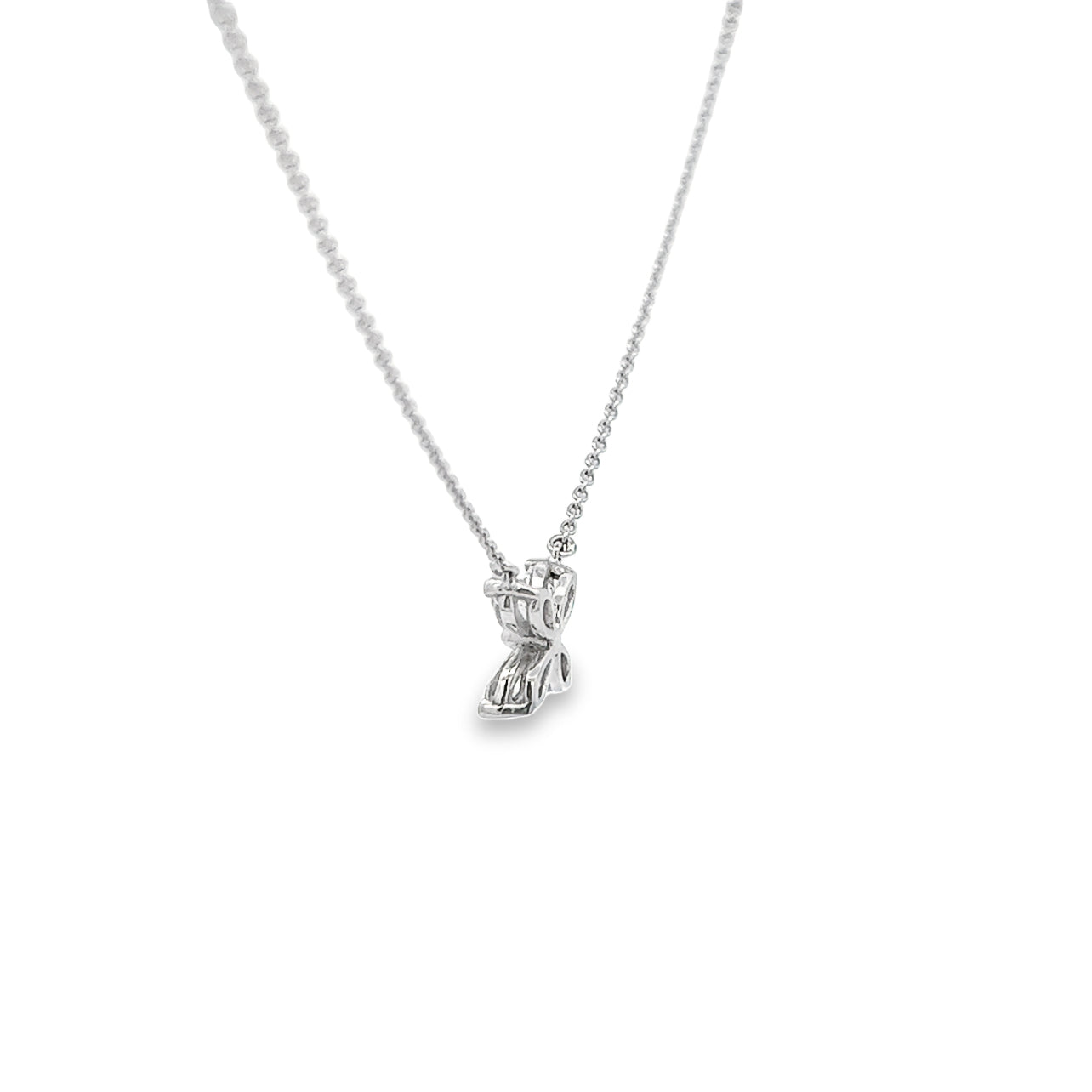 0.65 Carat Flower Shape Diamond Pendant Necklace in 18K White Gold | SEA Wave Diamonds