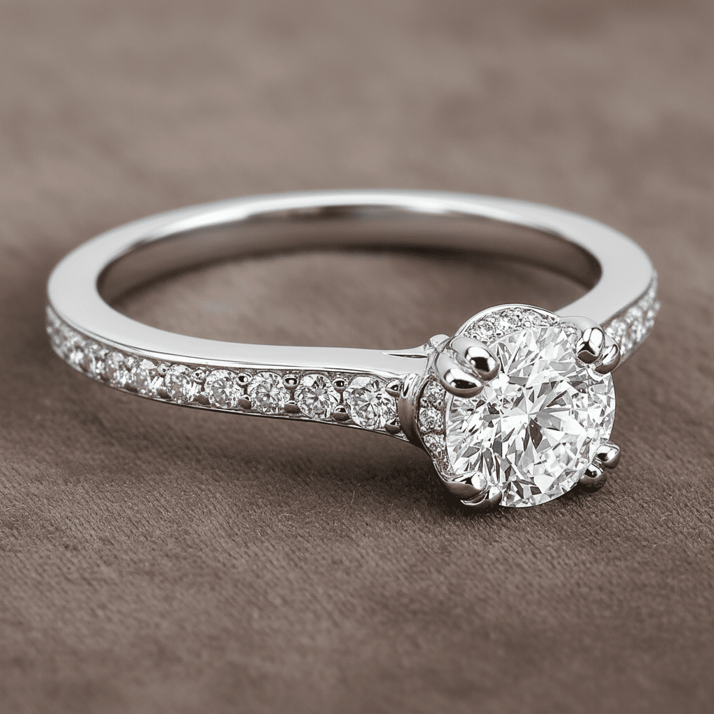 "ENGR03221" Platinum Round Engagement Ring