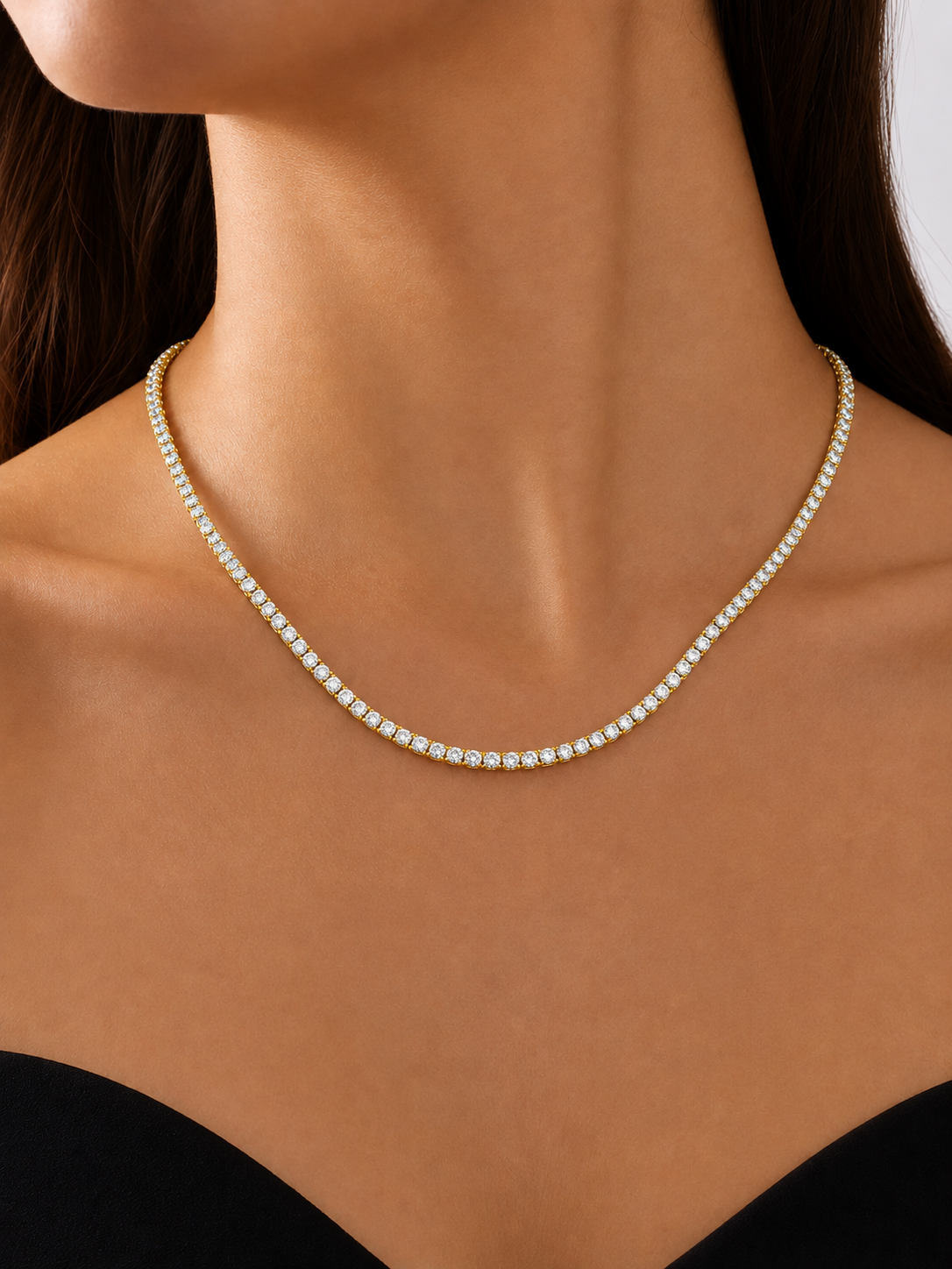 Lab Grown Diamond Tennis Necklace NECK1117~ 10.00 carats 14K Yellow Gold