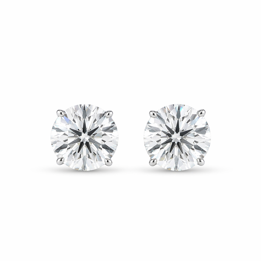 Lab Grown Diamond Studs EARR10308~ 14k White Gold 3.96 carats