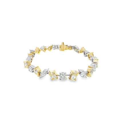 "BRAC10160" 13.12CT Total weight Multi-shape Diamond Bracelet, Set in 18KY/W Gold