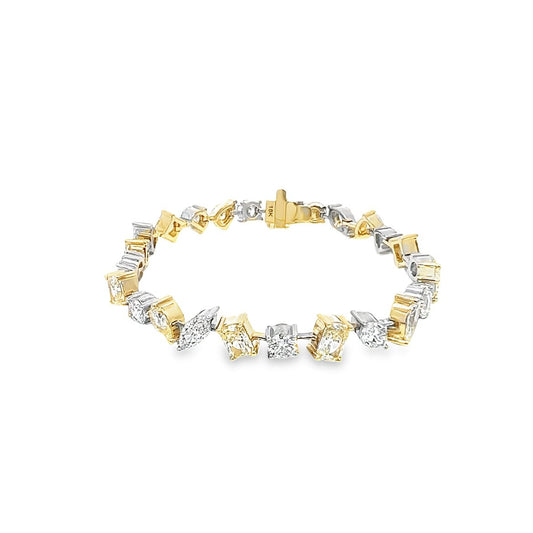 "BRAC10160" 13.12CT Total weight Multi-shape Diamond Bracelet, Set in 18KY/W Gold