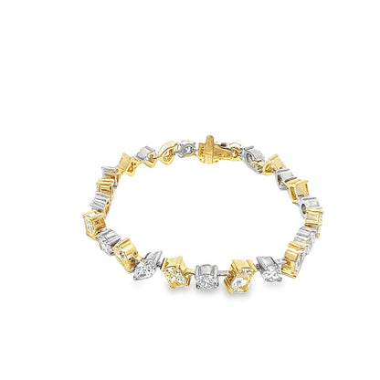 "BRAC10160" 13.12CT Total weight Multi-shape Diamond Bracelet, Set in 18KY/W Gold