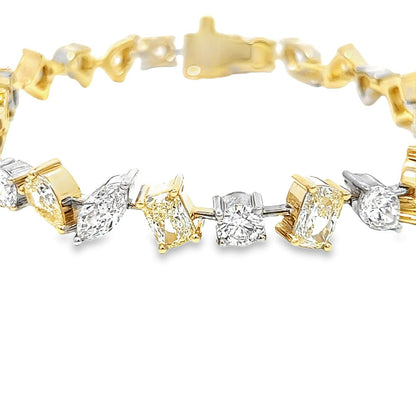 "BRAC10160" 13.12CT Total weight Multi-shape Diamond Bracelet, Set in 18KY/W Gold