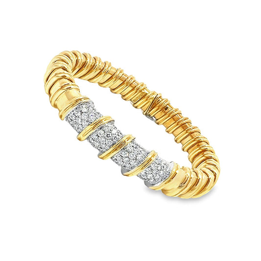 2.08CT Roberto Coin Nabucco Diamond Flex Bangle Bracelet, 18K Yellow Gold