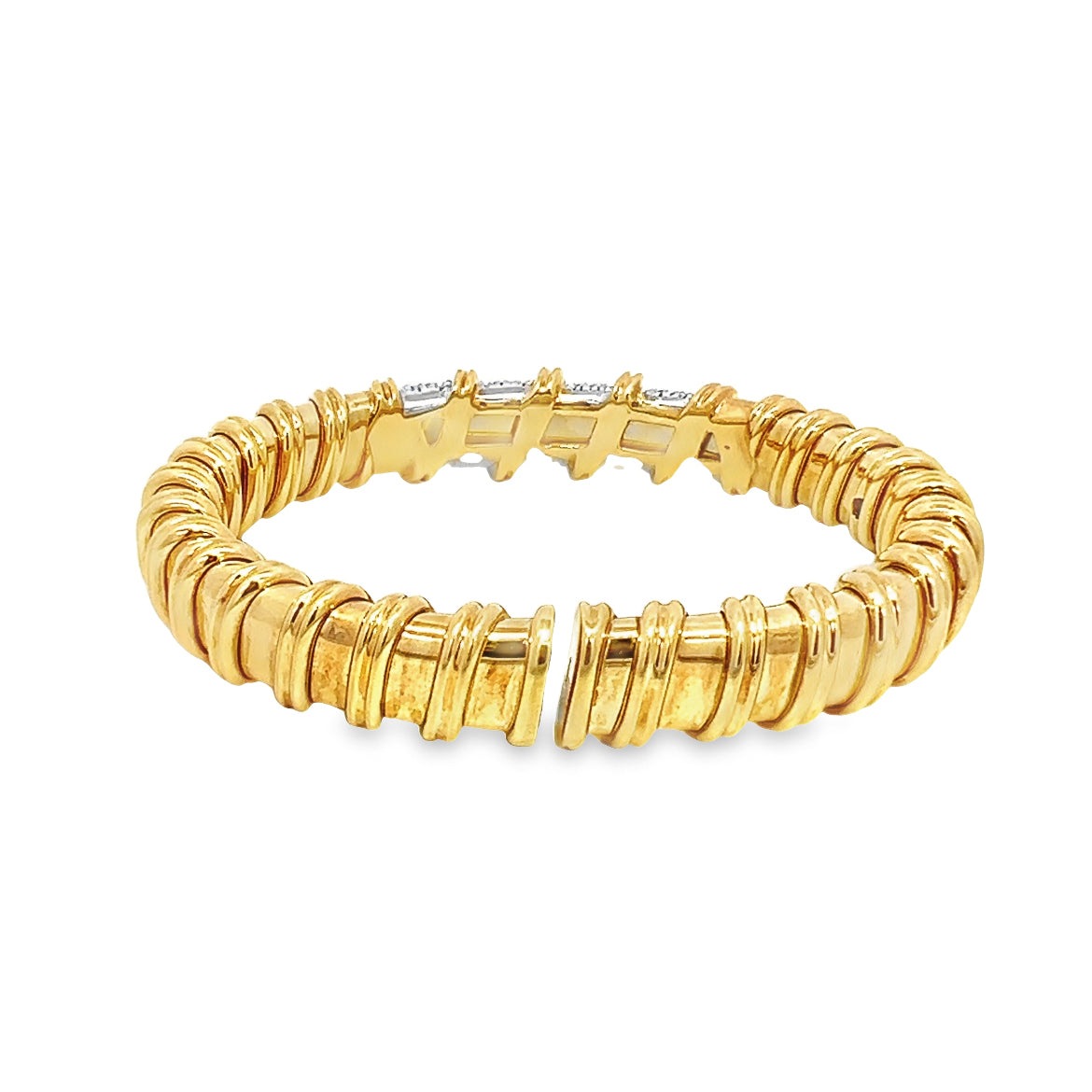 2.08CT Roberto Coin Nabucco Diamond Flex Bangle Bracelet, 18K Yellow Gold