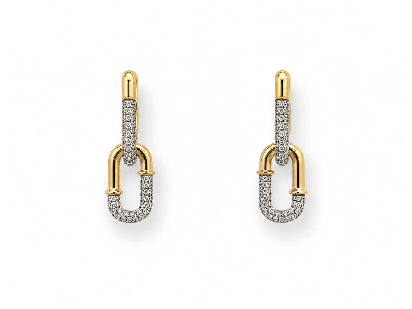 Avery Pave Diamond Link Earrings~ 18K Yellow Gold