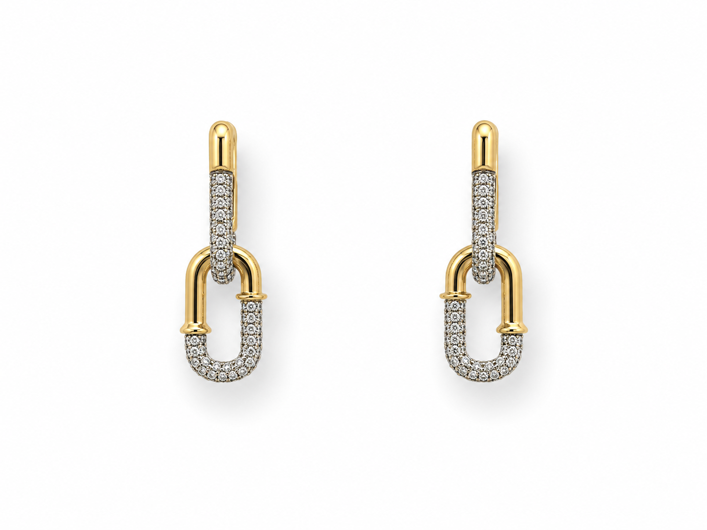 Avery Pave Diamond Link Earrings~ 18K Yellow Gold