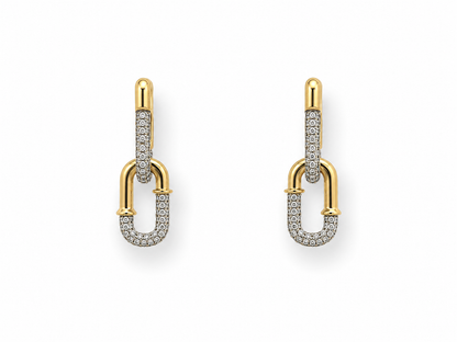 Avery Pave Diamond Link Earrings~ 18K Yellow Gold