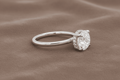 2.11 Total Radiant Cut Diamond Engagement Ring with Hidden Halo and Micro-Pave in Platinum, E VS2