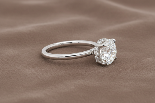 2.11 Total Radiant Cut Diamond Engagement Ring with Hidden Halo and Micro-Pave in Platinum, E VS2